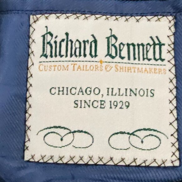 Holland & Sherry Super 140's Wool Richard Bennett Dual Vent Blue Gray Blazer 40R - Picture 11 of 11